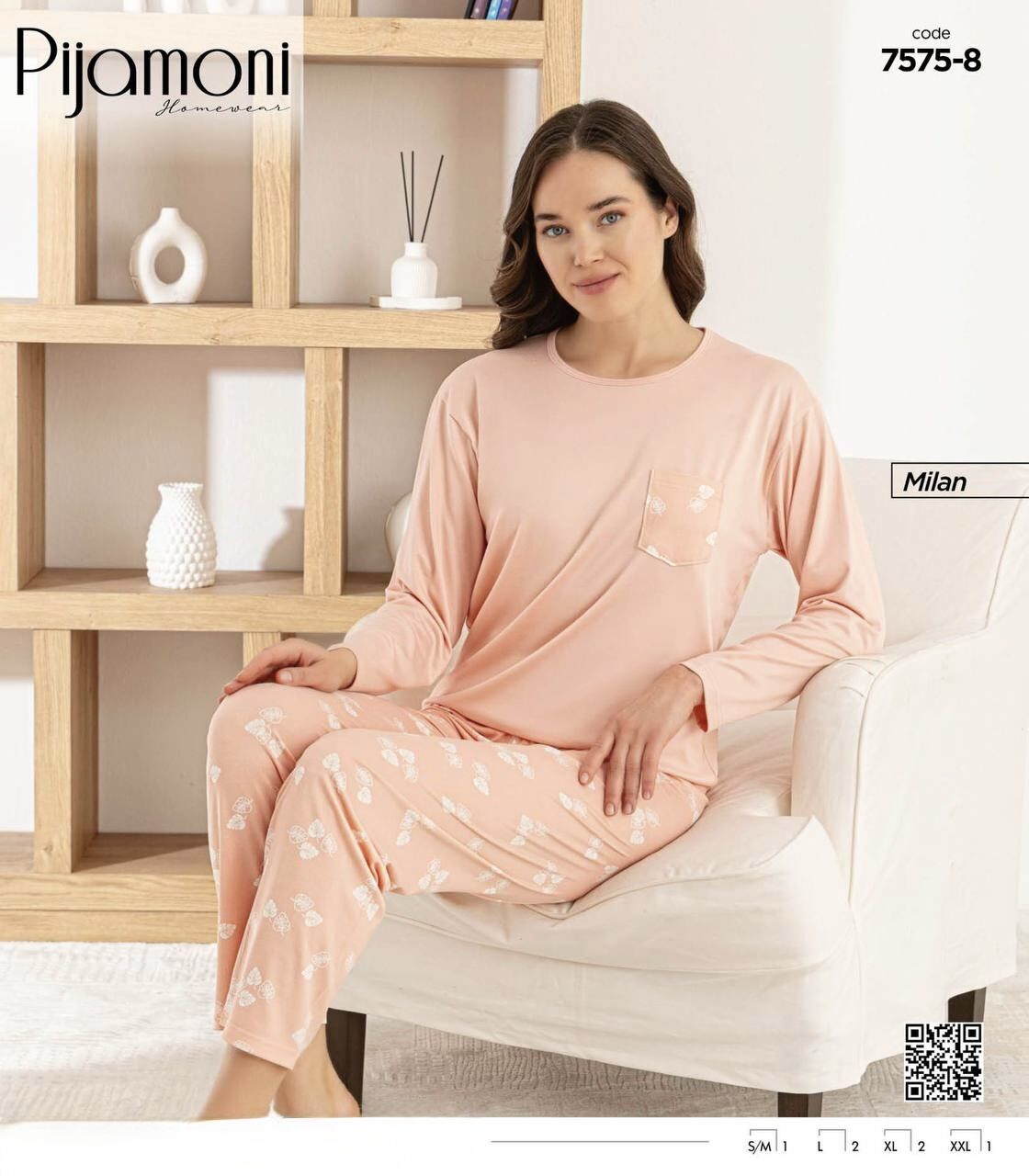 PİJAMONİ 7575-8Y BAYAN MİLAN PİJAMA TAKIM