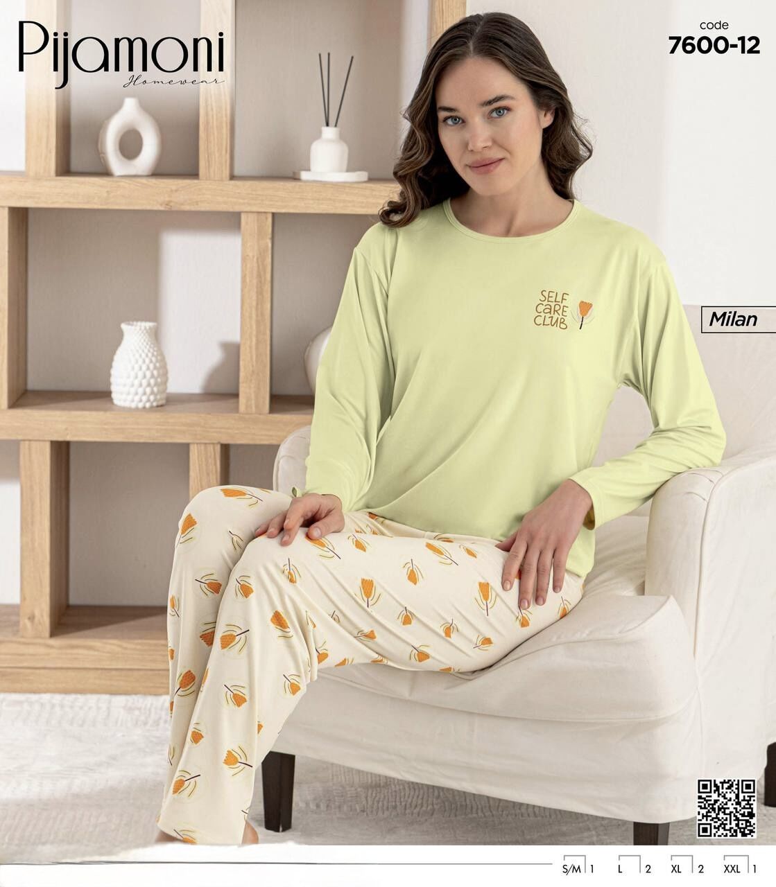 PİJAMONİ 7600-12Y BAYAN MİLAN PİJAMA TAKIM