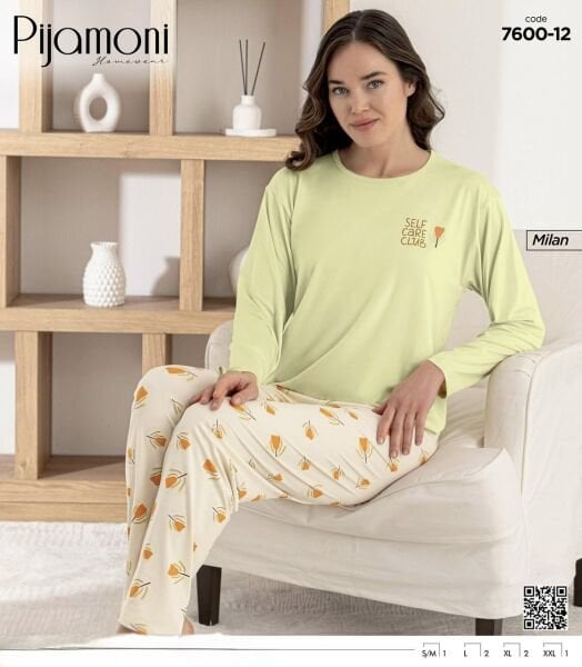 PİJAMONİ 7600-12Y BAYAN MİLAN PİJAMA TAKIM