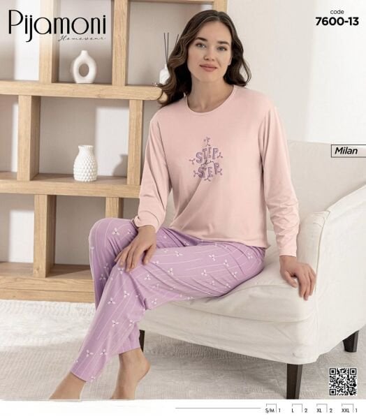 PİJAMONİ 7600-13Y BAYAN MİLAN PİJAMA TAKIM