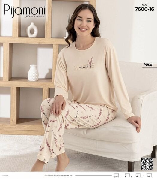 PİJAMONİ 7600-16Y BAYAN MİLAN PİJAMA TAKIM