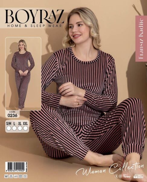 BOYRAZ 0236 FRANSIZ KADİFE DESENLİ PİJAMA TAKIM