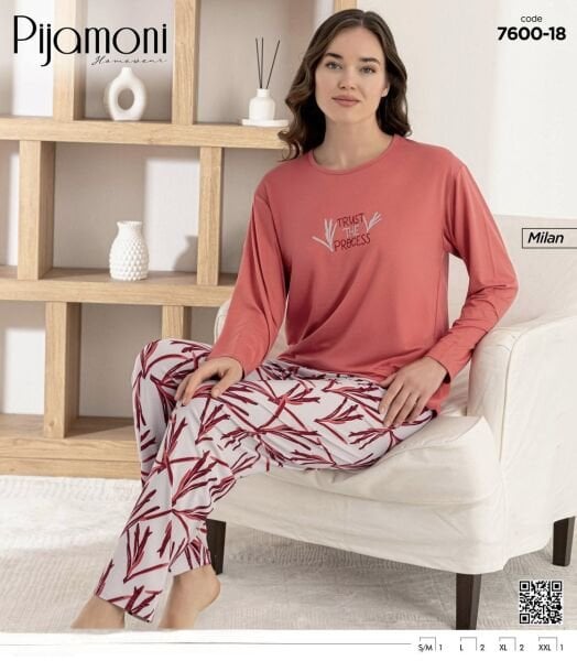 PİJAMONİ 7600-18Y BAYAN MİLAN PİJAMA TAKIM