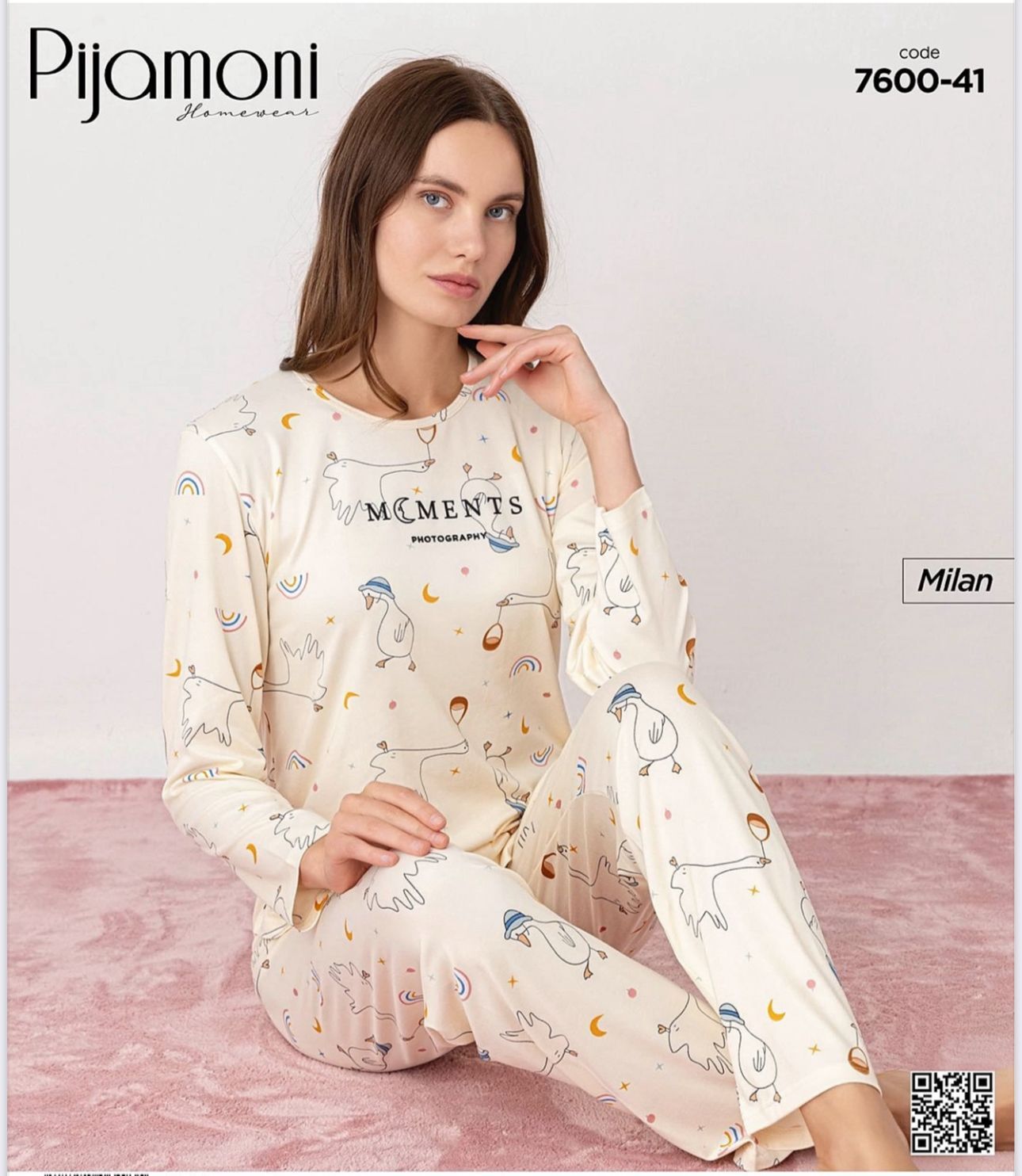 PİJAMONİ 7600-41 BAYAN MİLAN PİJAMA TAKIM