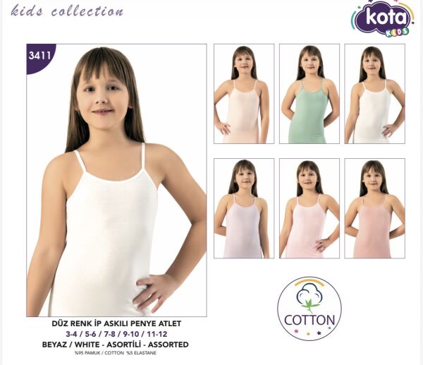 KOTA 3411 KIZ DÜZ RENK ATLET 6 LI