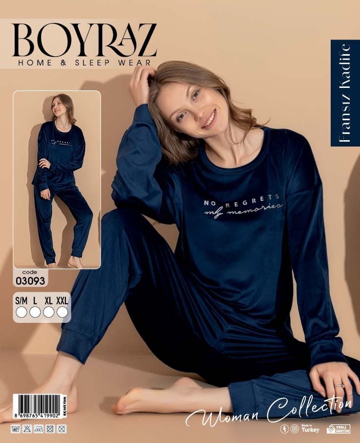 BOYRAZ 03093 FRANSIZ İTHAL KADİFE PİJAMA TAKIM