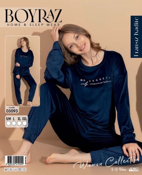 BOYRAZ 03093 FRANSIZ İTHAL KADİFE PİJAMA TAKIM