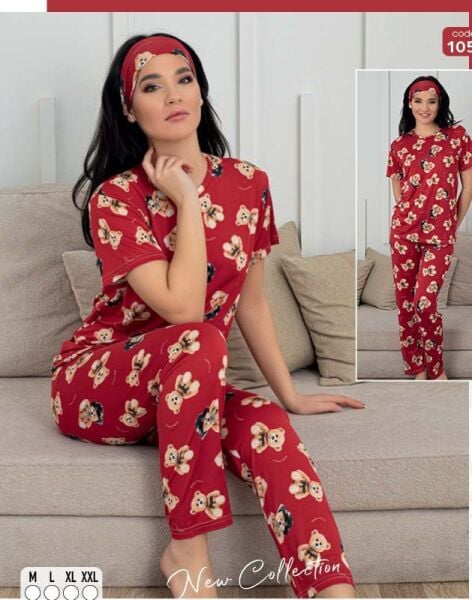 COOLBELLA 1052 BAYAN MİLAN K.KOL PİJAMA TAKIM