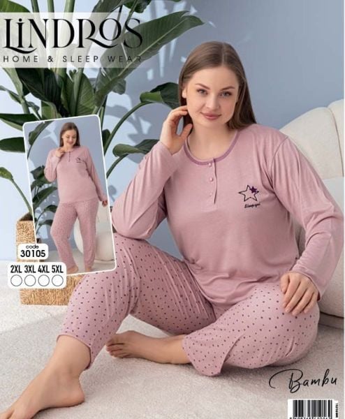 LİNDROS 30105 BAMBU BATTAL PİJAMA TAKIM