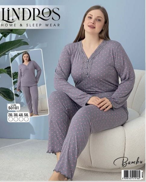 LİNDROS 50101 BAMBU BATTAL PİJAMA TAKIM