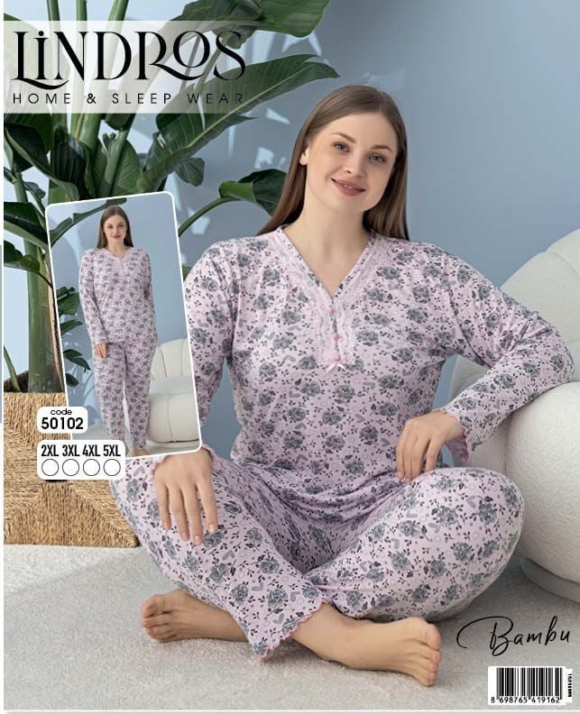 LİNDROS 50102 BAMBU BATTAL PİJAMA TAKIM