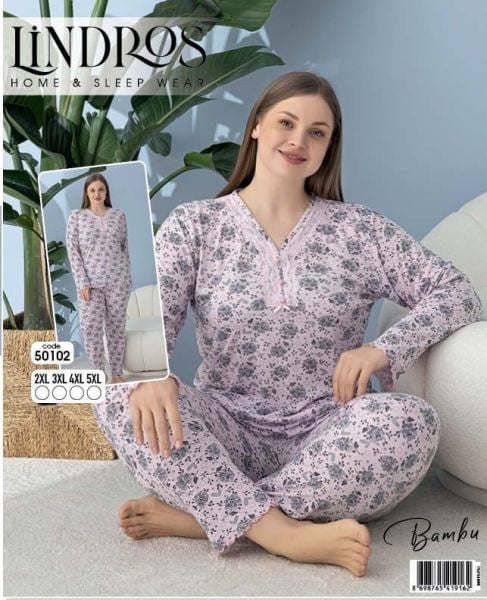 LİNDROS 50102 BAMBU BATTAL PİJAMA TAKIM