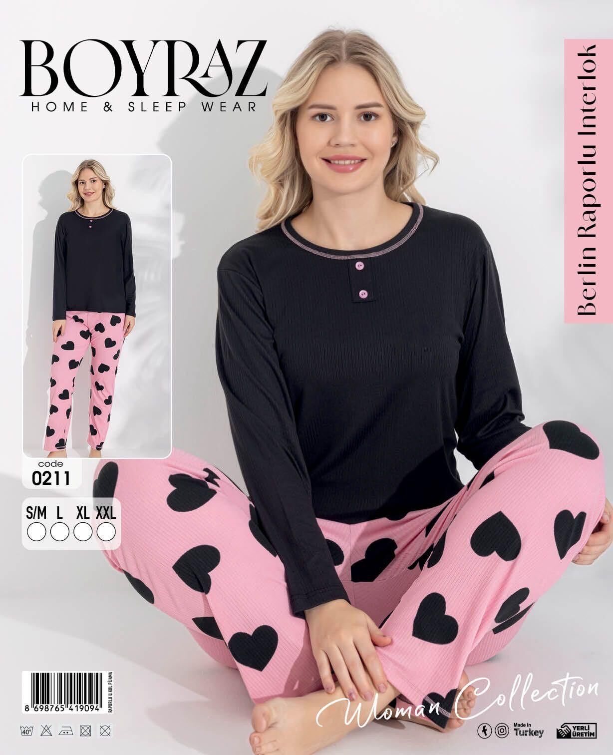 BOYRAZ 0211 BAYAN BERLİN İNTERLOK PİJAMA TAKIMI