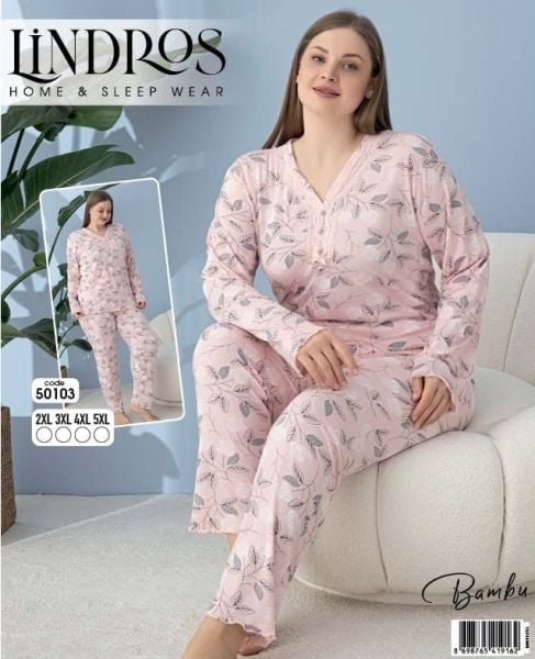 LİNDROS 50103 BAMBU BATTAL PİJAMA TAKIM