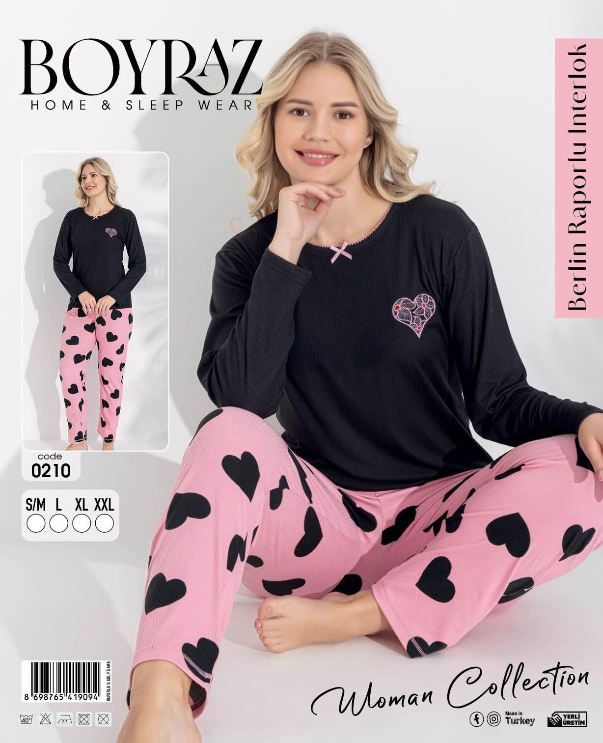 BOYRAZ 0210 BAYAN BERLİN İNTERLOK PİJAMA TAKIMI