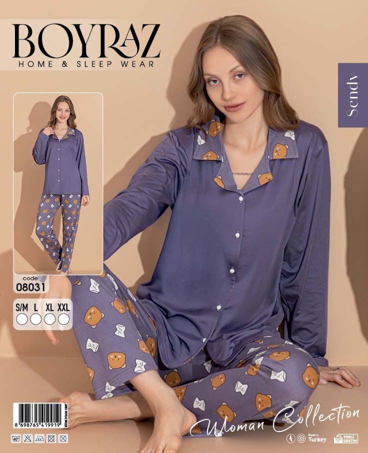 BOYRAZ 08031 BAYAN SENDY DÜĞMELİ PİJAMA TAKIM