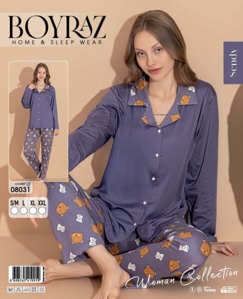 BOYRAZ 08031 BAYAN SENDY DÜĞMELİ PİJAMA TAKIM