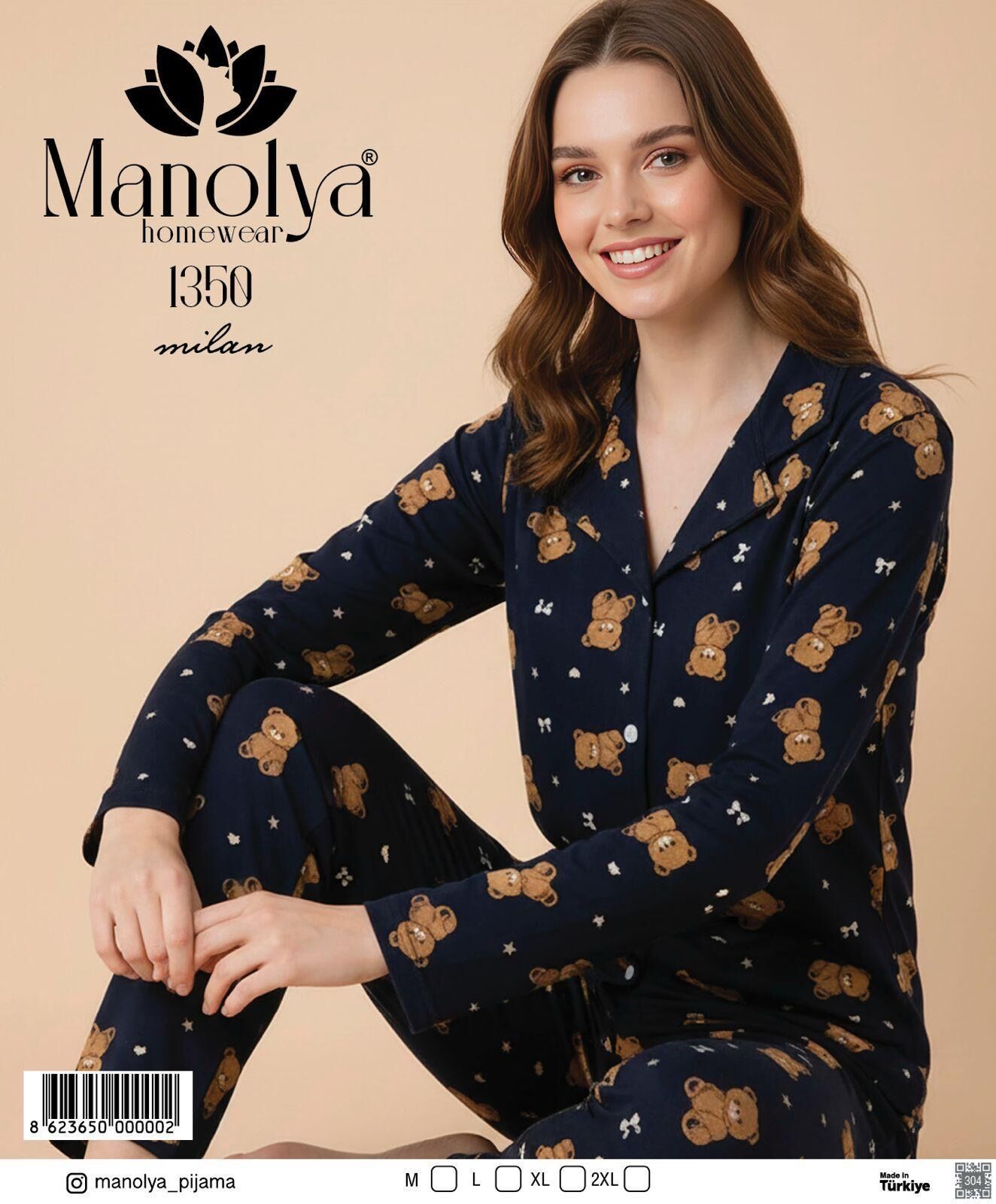 MANOLYA 1350 MİLAN LAC.AYICIKLI PİJAMA TAKIM