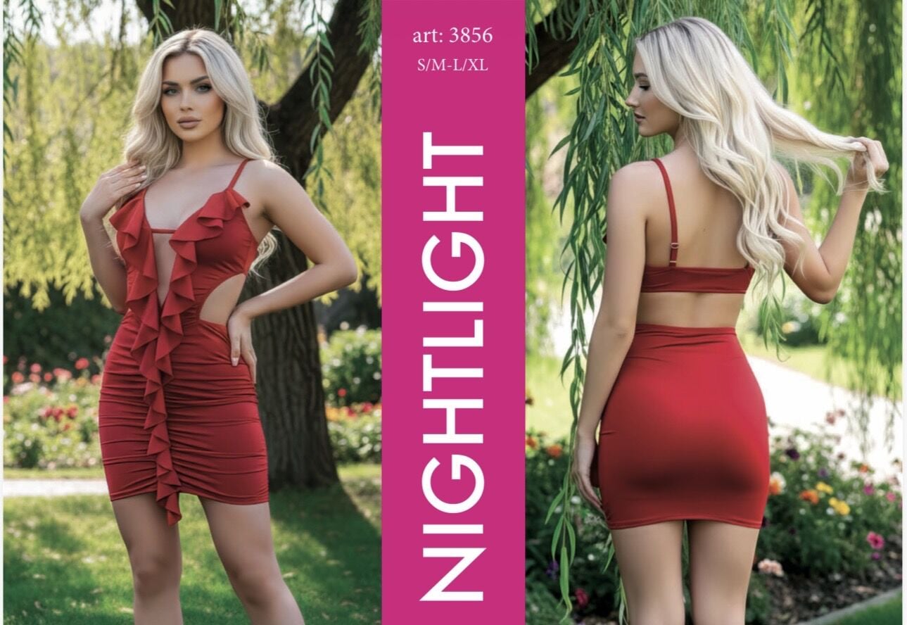 NIGHTLIGHT 3856 FANTAZİ MİNİ ELBİSE KIRMIZI