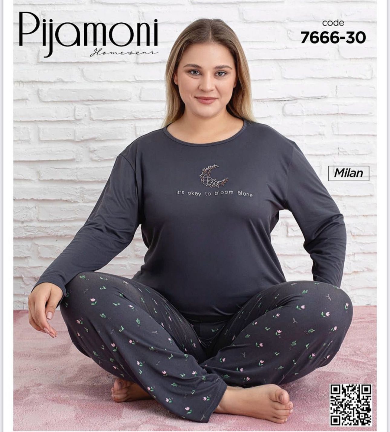 PİJAMONİ 7666-30 BAYAN MİLAN BATTAL PİJAMA TAKIM