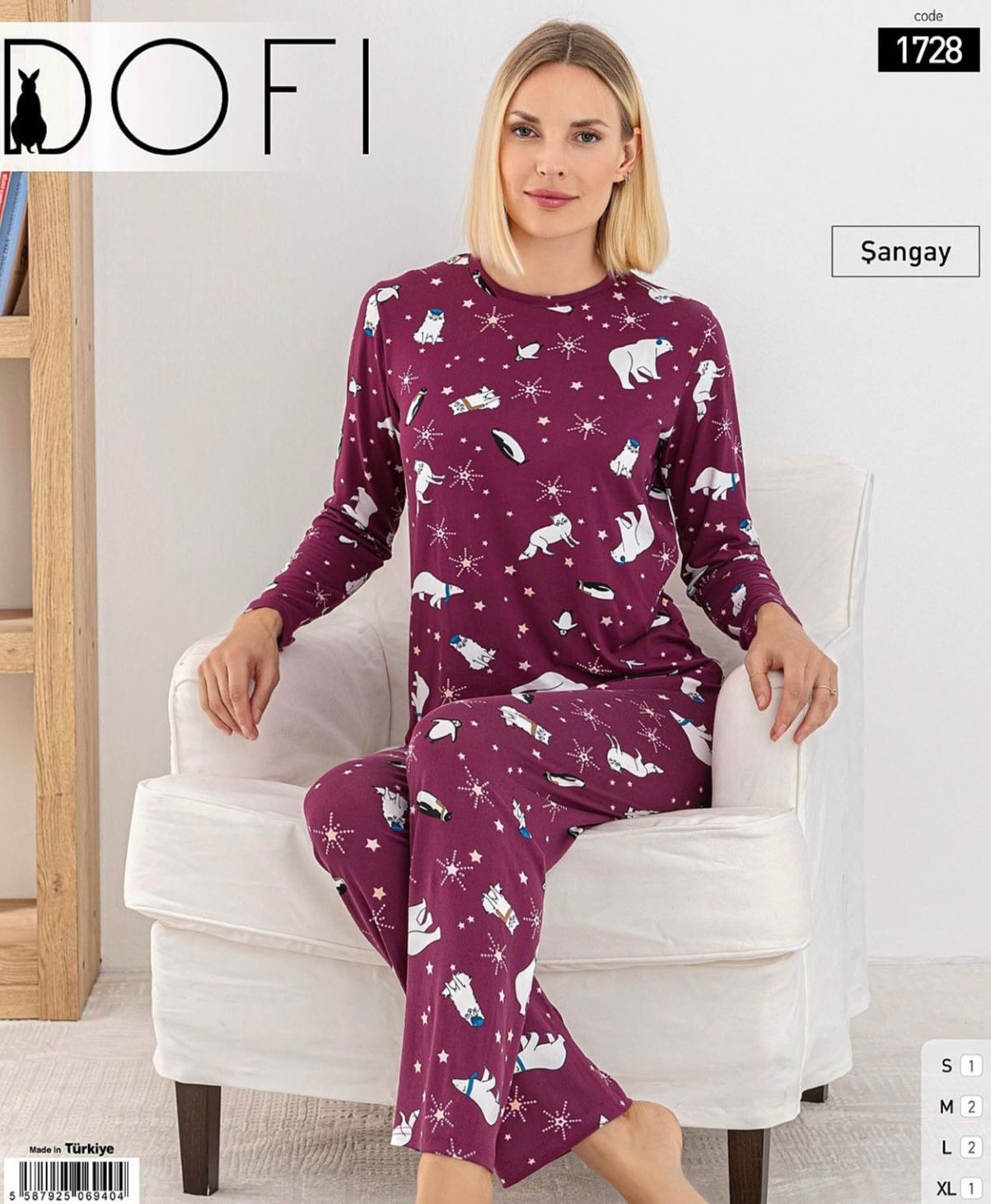 DOFİ 1728 BAYAN ŞANGAY PİJAMA TAKIMI