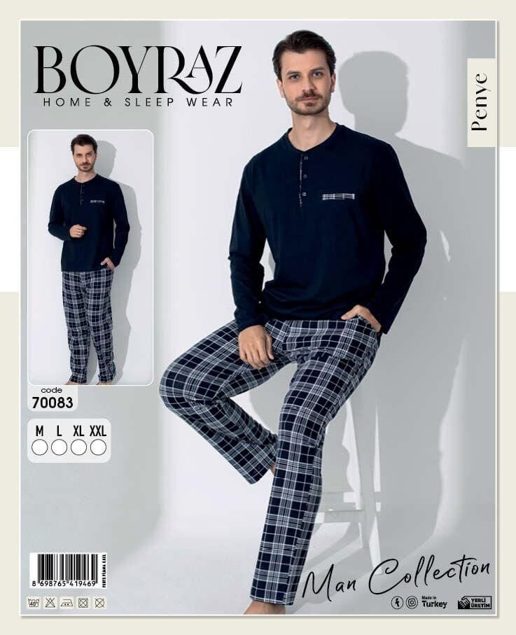 BOYRAZ 70083 ERKEK PENYE İNTERLOK PİJAMA TAKIM