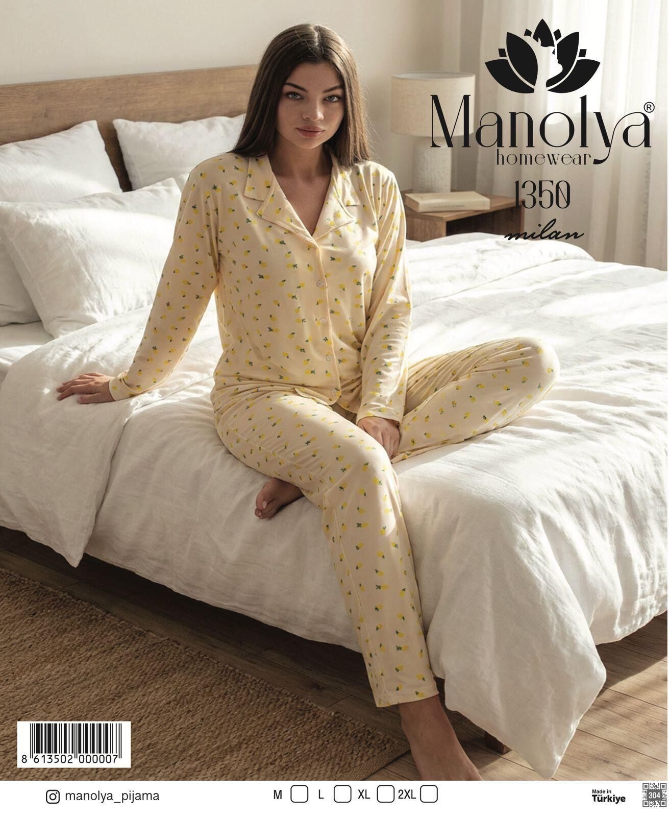 MANOLYA 1350 MİLAN SARI LİMON PİJAMA TAKIM