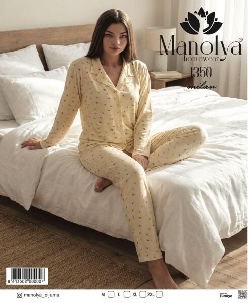 MANOLYA 1350 MİLAN SARI LİMON PİJAMA TAKIM