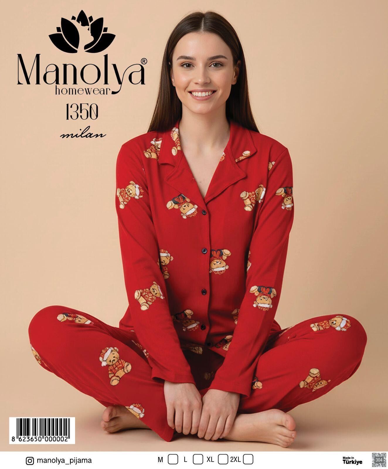 MANOLYA 1350 MİLAN KIR.AYICIK PİJAMA TAKIM