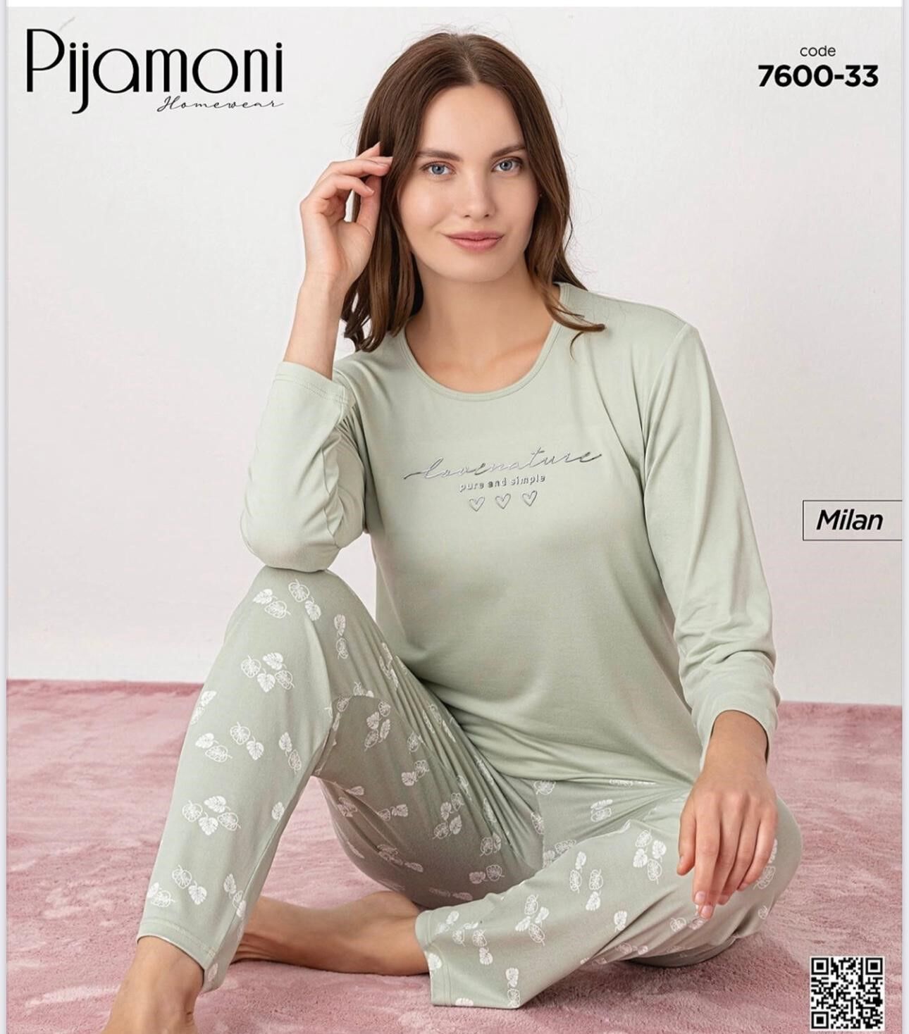 PİJAMONİ 7600-33 BAYAN MİLAN PİJAMA TAKIM