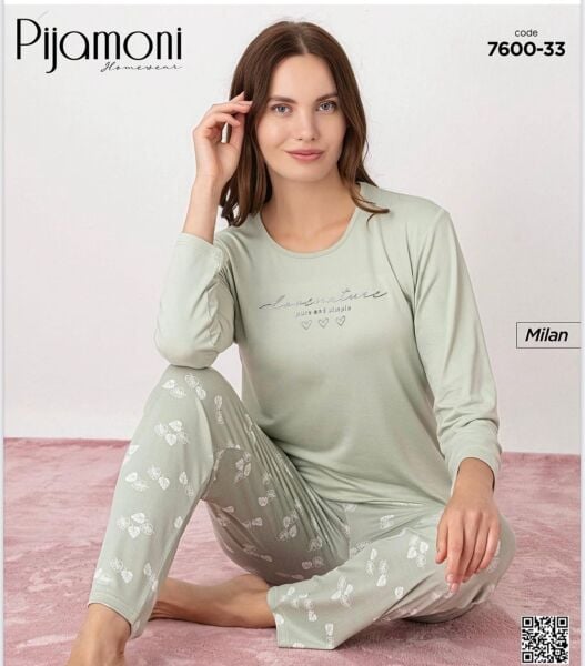 PİJAMONİ 7600-33 BAYAN MİLAN PİJAMA TAKIM