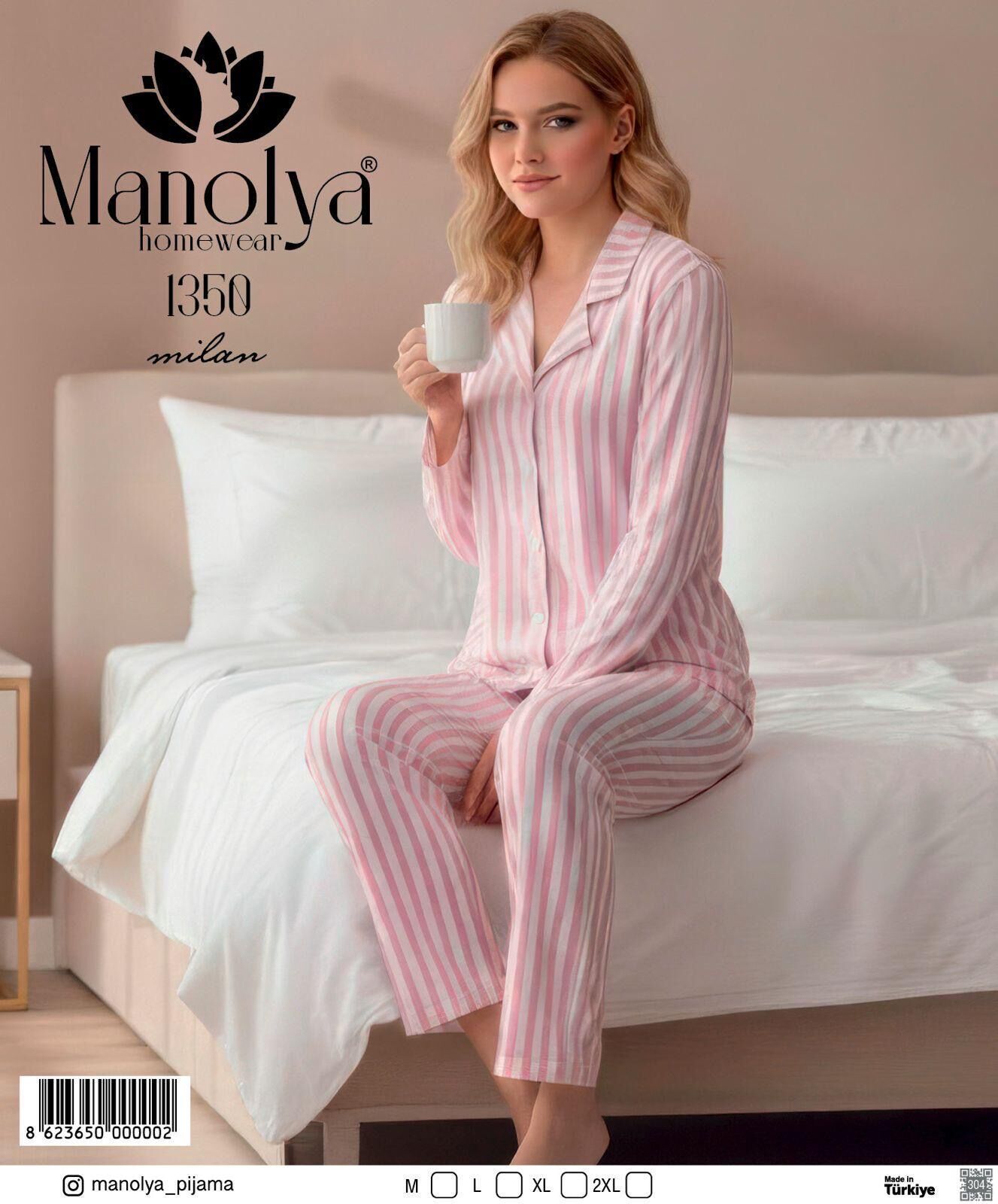 MANOLYA 1350 MİLAN PEM.ÇİZGİLİ PİJAMA TAKIM