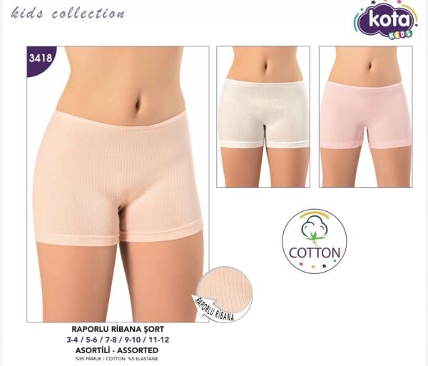 KOTA 3418 KIZ ÇOCUK RAPORLU RİBANA BOXER