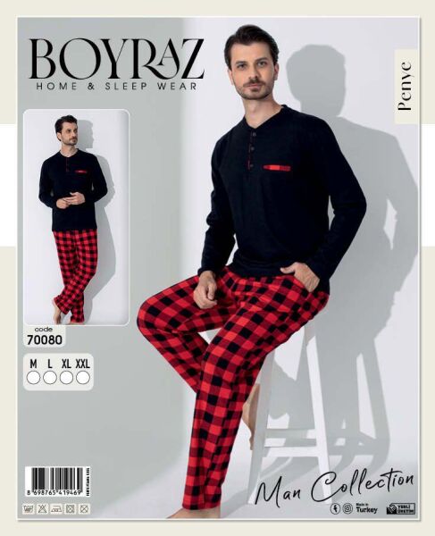 Toptan BOYRAZ 70080 ERKEK PENYE İNTERLOK PİJAMA TAKIM Fiyatı