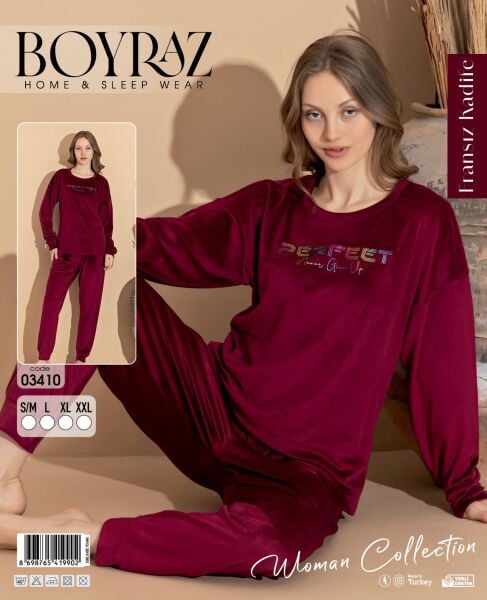 BOYRAZ 03410 FRANSIZ İTHAL KADİFE PİJAMA TAKIM