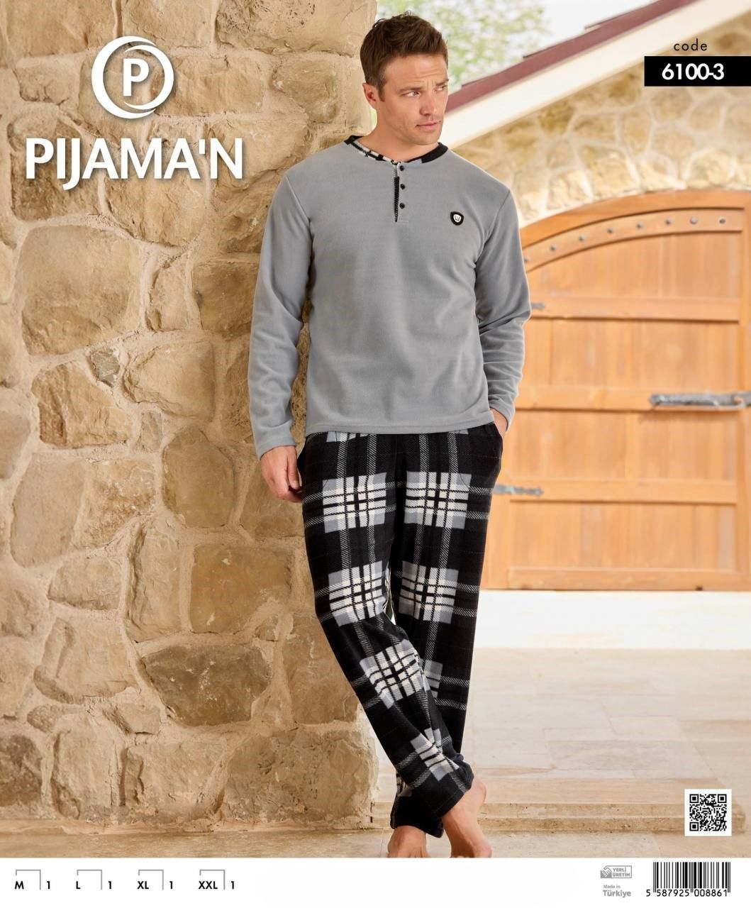 PİJAMAN 6100-3 ERKEK PATLI POLAR PİJAMA TAKIM