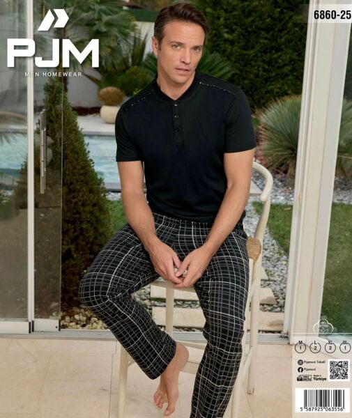 PJM 6860-25 ERKEK PENYE KISA KOL PİJAMA TAKIM