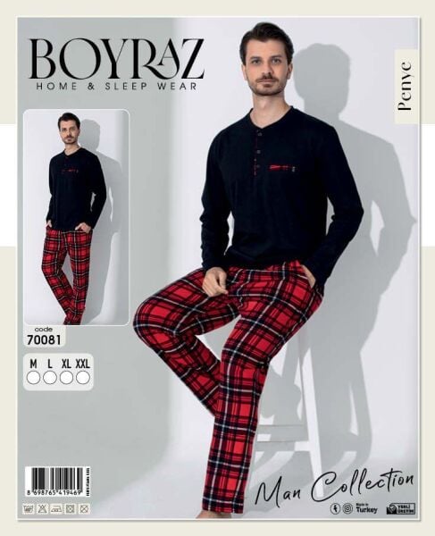 BOYRAZ 70081 ERKEK PENYE İNTERLOK PİJAMA TAKIM