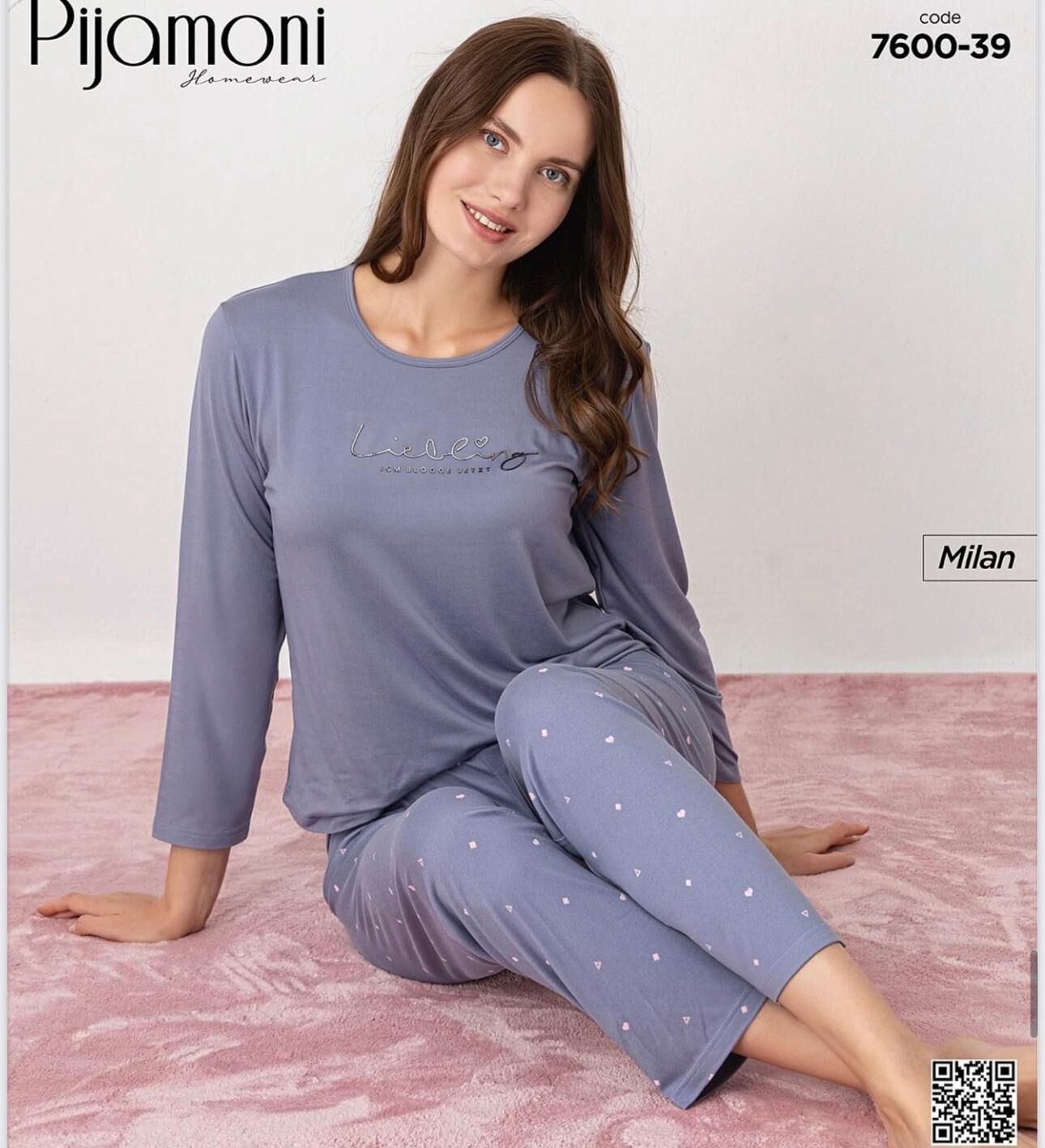 PİJAMONİ 7600-39 BAYAN MİLAN PİJAMA TAKIM