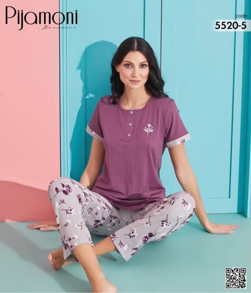 PİJAMONİ 5520-5 KAŞKORSE PATLI KISA KOL TAKIM