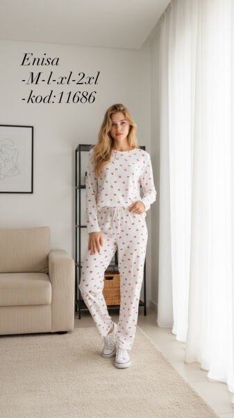 ENİSA 11686 BAYAN RAPORLU PİJAMA TAKIM