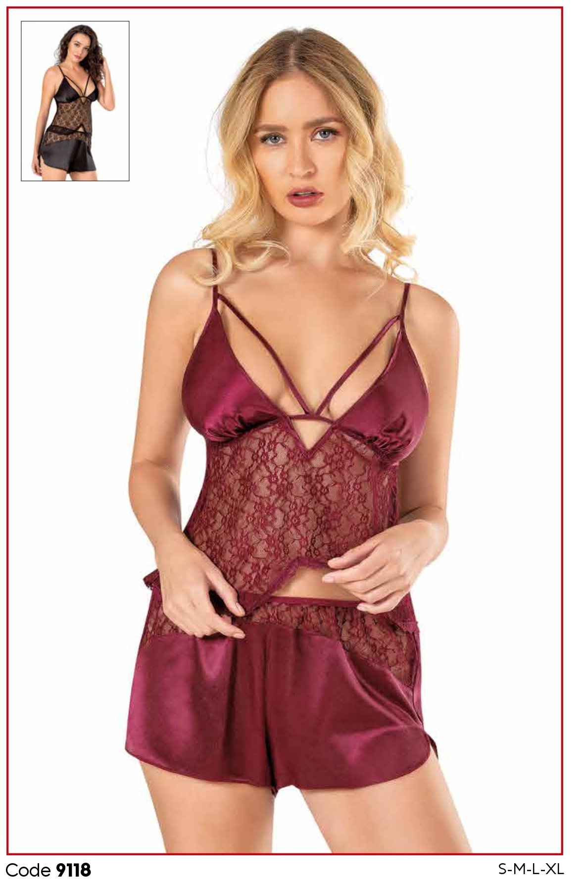 PRİMODA 9118 SATEN BABYDOLL ŞORT TAKIM