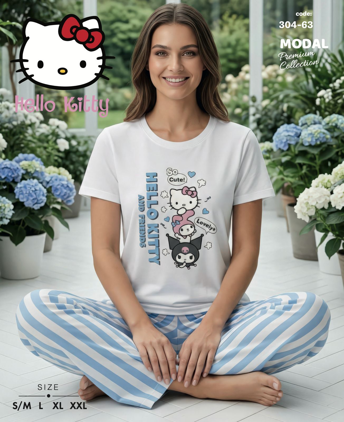 LANA 304-63 BAYAN MODAL KISA KOL PİJAMA TAKIM