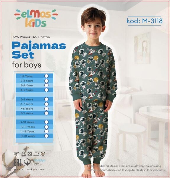 ELMAS 3118-3 ERKEK ÇOCUK 9-12 YAŞ PİJAMA TAKIM