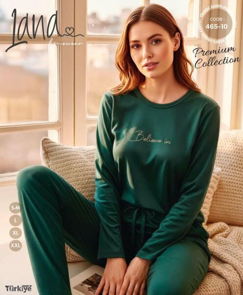 LANA 465-10 FRANSIZ KADİFE BİSİKLET YAKA PİJAMA TK