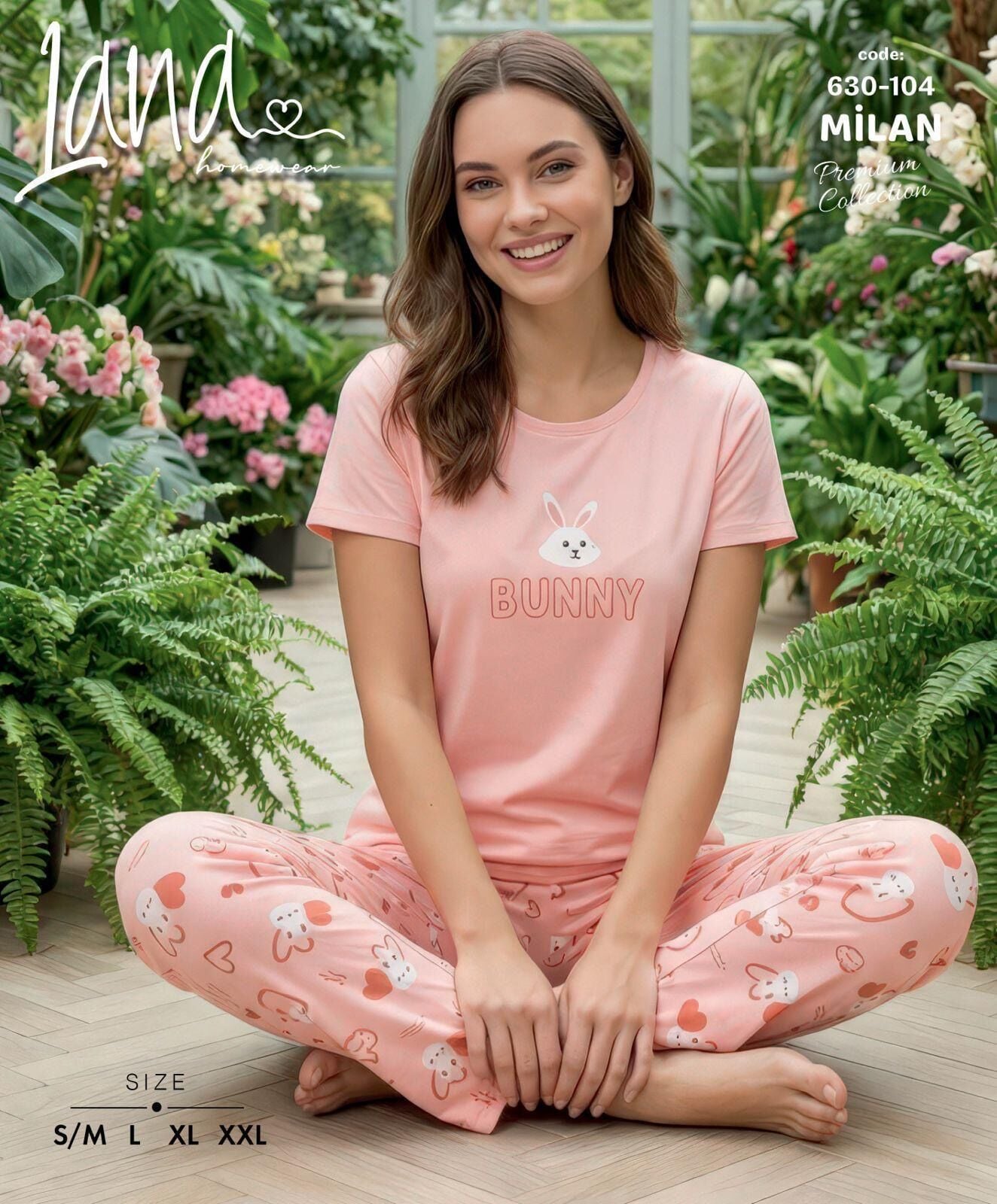 LANA 630-104 BAYAN MİLAN KISA KOL PİJAMA TAKIM