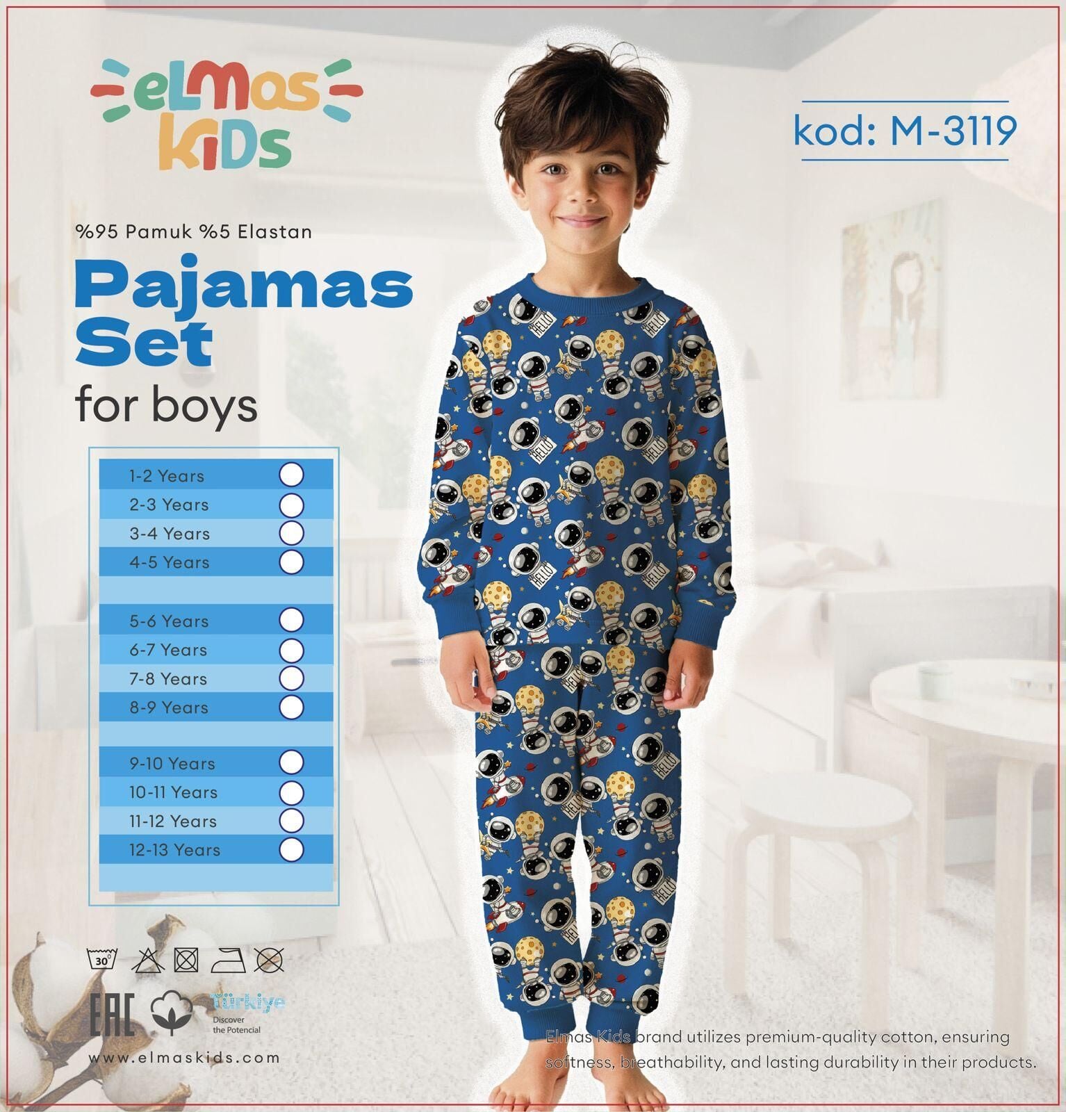 ELMAS 3119-3 ERKEK ÇOCUK 9-12 YAŞ PİJAMA TAKIM