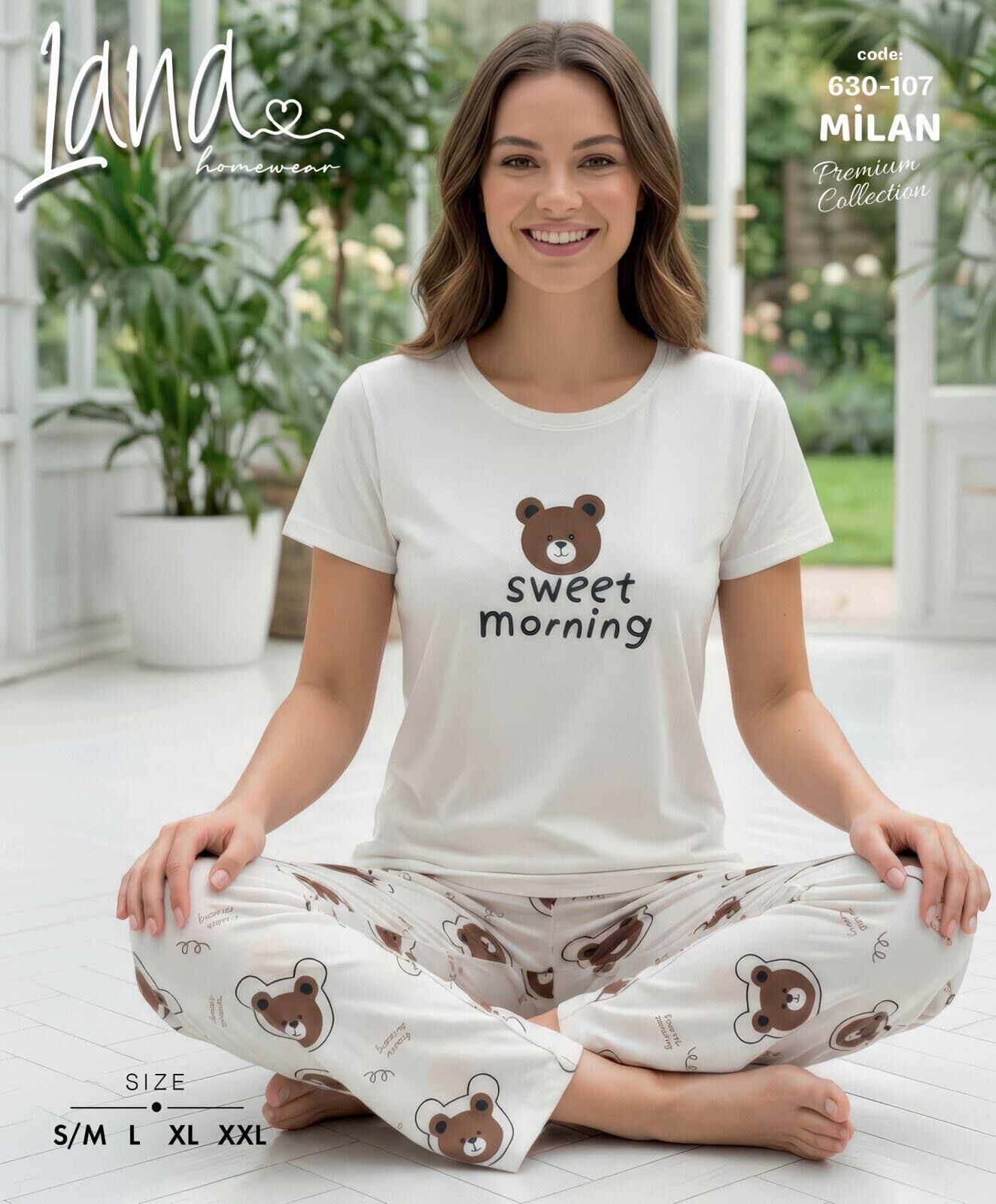 LANA 630-107 BAYAN MİLAN KISA KOL PİJAMA TAKIM