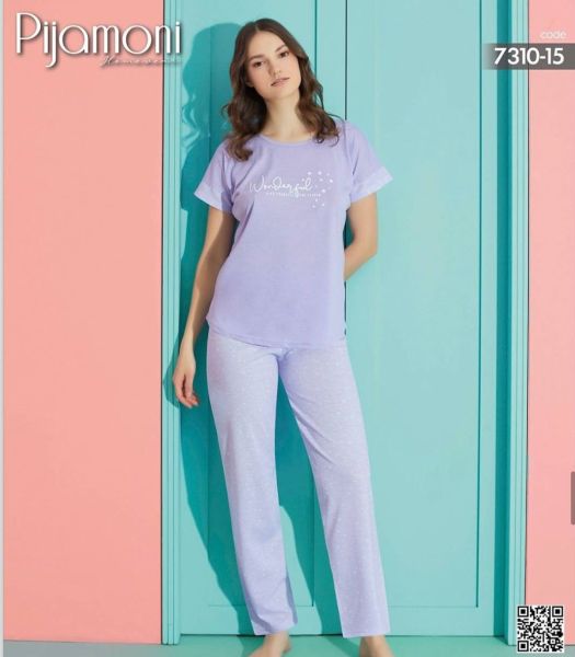 PİJAMONİ 7310-15 POLYVİSKON KISA KOL PİJAMA TAKIM
