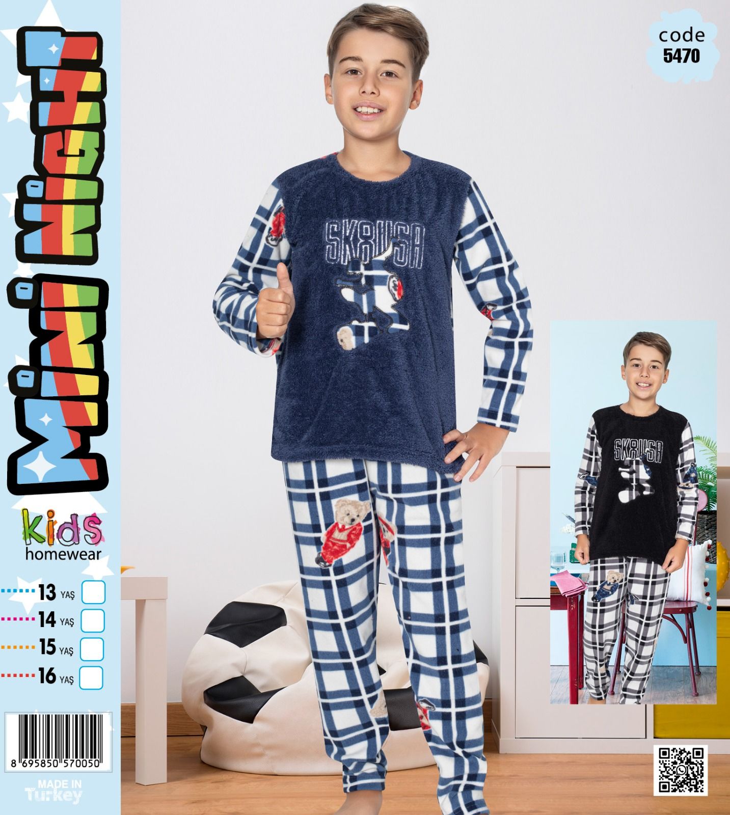 MİNİ NIGHT 5470 ERKEK ÇOCUK POLAR PİJAMA TAKIM